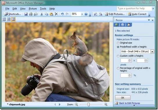Ridimensiona e ritaglia l'immagine con Microsoft Office Picture Manager