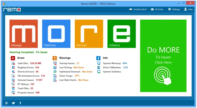 Remo MORE è uno strumento di ottimizzazione desktop e mobile brillante per i principianti