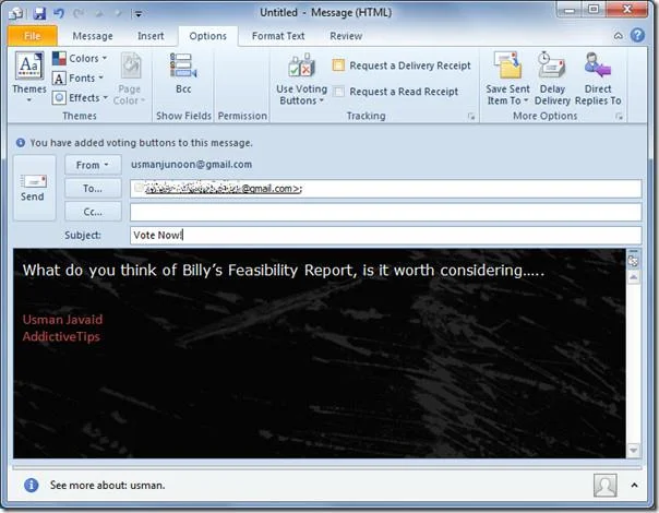 Senden und Empfangen von Umfrageergebnissen in Outlook 2010