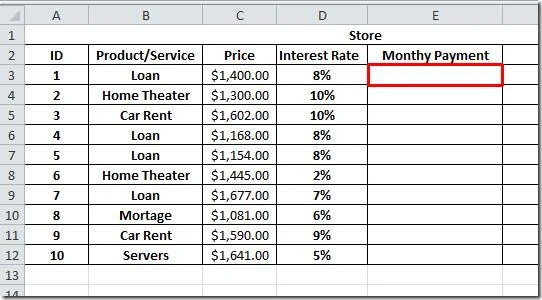 Excel 2010 PMT (Zahlungsfunktion)