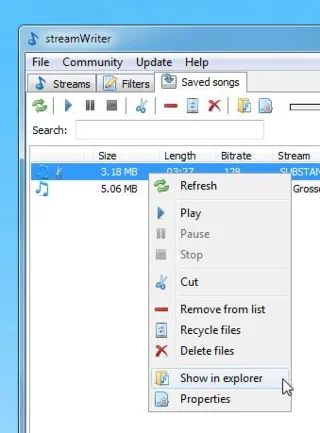 streamWriterでインターネットラジオ局から音楽トラックをダウンロードする