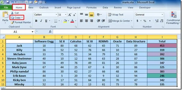 Kopieren Sie Excel 2010-Tabellendaten als verknüpftes Bild