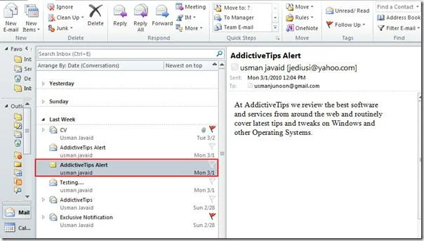 Отправить почту Outlook в OneNote 2010